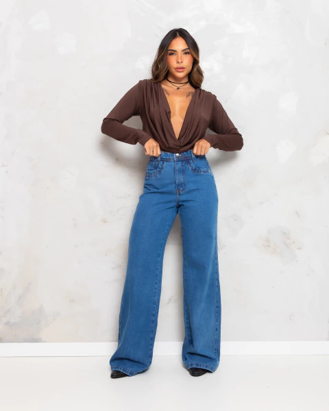Calça wide leg jeans - comprar online