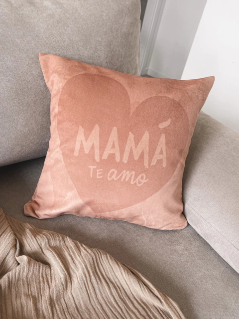 Almohadón Mamá Te amo Coral Doble Faz