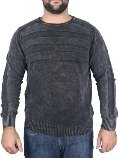 blusa de frio 100% algodão gola careca preta listrada