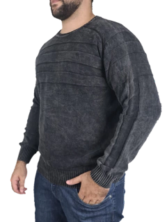 blusa de frio 100% algodão gola careca preta listrada - comprar online