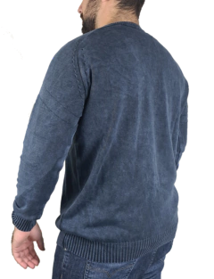 blusa de frio 100% algodão gola careca azul marinho - comprar online