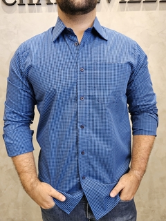 Camisa Micro Xadrez Azul na internet
