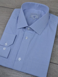 Camisa Micro Xadrez Azul 100%Algodão - loja online