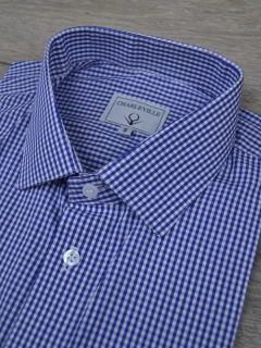 Camisa Xadrez Azul Royal 100%Algodão