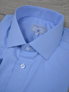 Camisa Micro Xadrez Azul