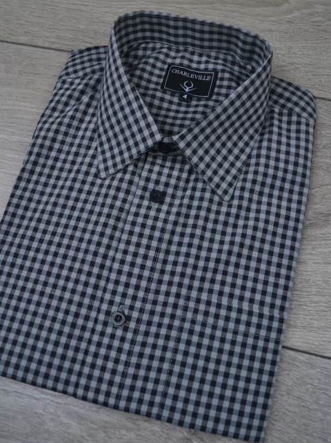 Camisa Manga curta Xadrez Preta - comprar online