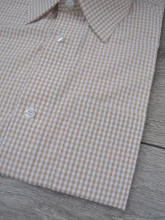 Camisa Manga Curta Xadrez Beje - comprar online