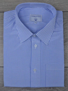 Camisa Manga Curta Xadrez Azul