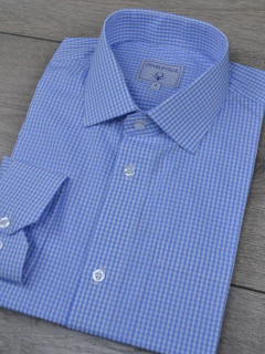 Camisa Xadrez Azul Claro 100%Algodão - comprar online