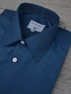 Camisa Maquinetada Azul Petroleo - loja online