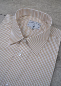 Camisa Manga Curta Xadrez Beje - Charleville Camisaria