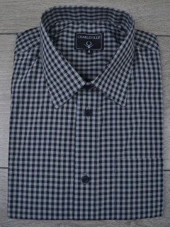 Camisa Manga curta Xadrez Preta