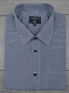 Camisa Manga Curta Xadrez Preta