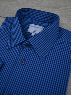 Camisa Micro Xadrez Azul - Charleville Camisaria