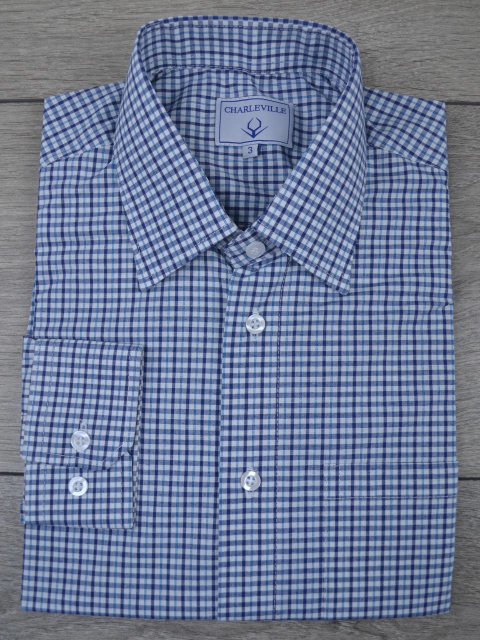Camisa Micro Xadrez Azul