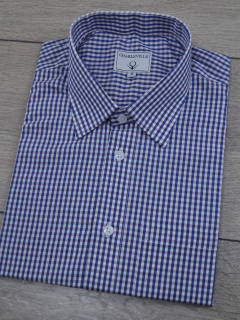 Camisa Manga Curta Xadrez Azul - Charleville Camisaria