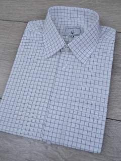 Camisa Manga Curta Xadrez Branca na internet