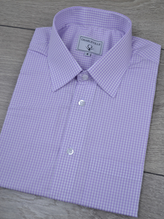 Camisa Manga Curta Fio 50 Lilas - Charleville Camisaria