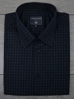 Camisa Manga Curta Xadrez Preta