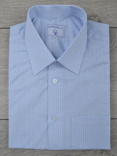 Camisa Manga Curta Listrada Azul Claro