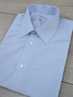 Camisa Manga Curta Listrada Azul Claro - comprar online