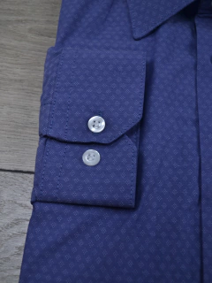 Camisa Azul Maquinetado 100%Algodão - loja online