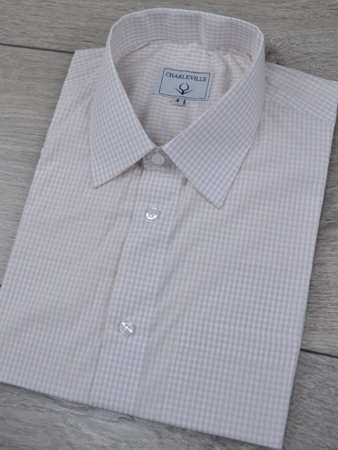 Camisa Manga Curta Fio 80 Beje