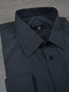 Camisa PretaMaquinetado 100%Algodão - Charleville Camisaria