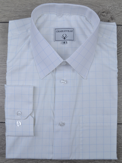 Camisa xadrez branco e azul - Charleville Camisaria