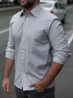 Camisa Listrada Preta e Branco - Charleville Camisaria