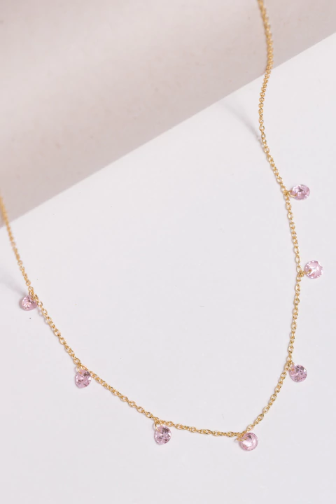 CHOCKER CRISTALITOS ROSAS DORADO