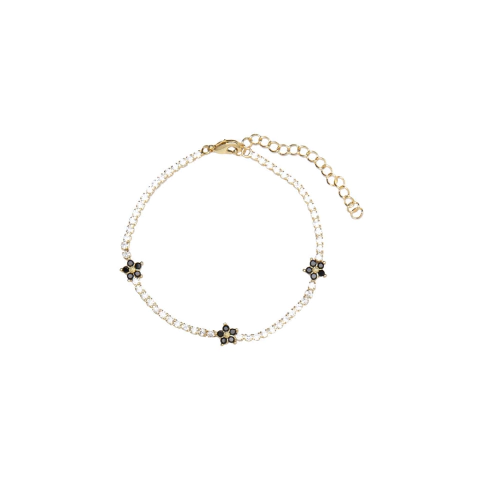 PULSERA FLORES NEGRA