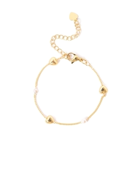 PULSERA CHLOE CORAZONES Y PERLAS