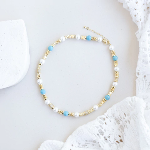 COLLAR PERLAS CELESTE