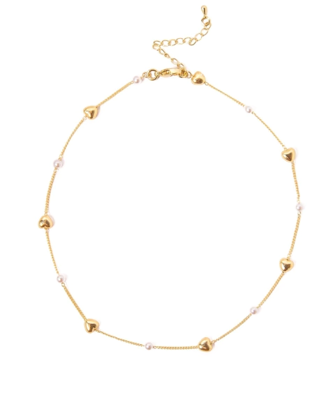 COLLAR CHLOE CORAZONES PERLAS
