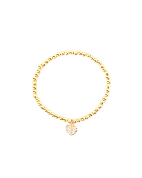 PULSERA BOLITAS CORAZON DORADA
