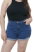 Short Super Elastizado Tiro Alto Con Localizado y Ruedo Roll up