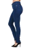 Jean Clásico Semi Chupín Azul Liso, Tiro Alto, Elastizado. Hasta el 60 - comprar online