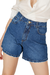 Short Jean Mom, Rigido, Tiro Alto. Azul Oscuro. Sisa.