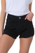 Short de Jean Negro Desflecado, Semi Rigido. Sisa - comprar online