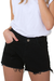 Short de Jean Negro Desflecado, Semi Rigido. Sisa