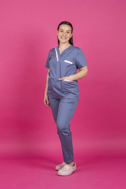 MALIBÚ PANTALÓN ACERO CON ROSA