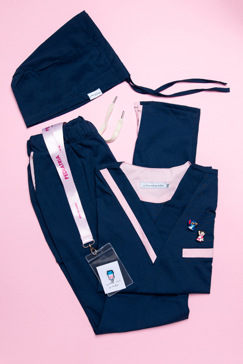 MALIBÚ PANTALÓN AZUL CON VIVO ROSA