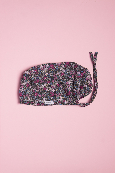 COFIA LUNA florcitas negro y rosa - comprar online