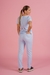 MALIBÚ PANTALÓN CELESTE CON VIVO ROSA - comprar online