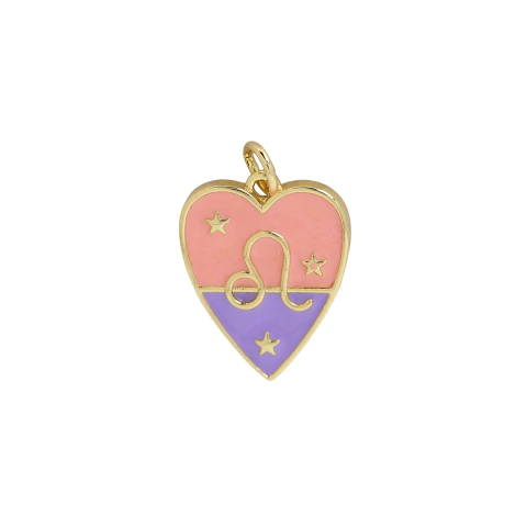 (GF-0663) DIJE CORAZÓN SIGNO LEO