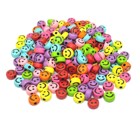 (CO-0976) PAQ. 25 GR. HAPPY FACE MULTI COLOR 6MM