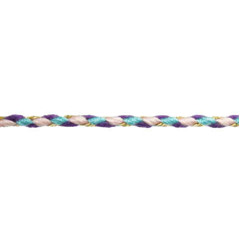 (CO-1851) METRO. CORDÓN TRENZADO DE ALGODÓN CON LUREX - (LILA/MORADO/TURQ) - 2 MM