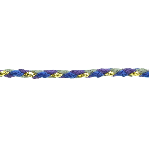 (CO-1986) METRO. CORDÓN TRENZADO DE ALGODÓN CON LUREX - (MORADO, AZUL, GRIS) - 2 MM