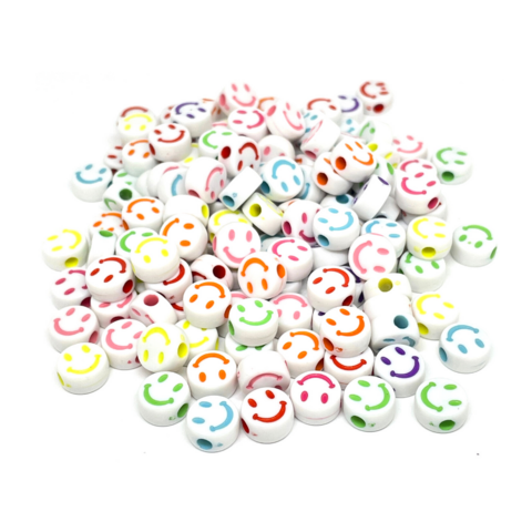(CO-0674) PAQ. 50 GR HAPPY FACE BLANCA COLORES 10mm